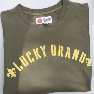 Lucky Brand Men’s sized Large T-Shirt 100% Cotton nice yellow side two stripes